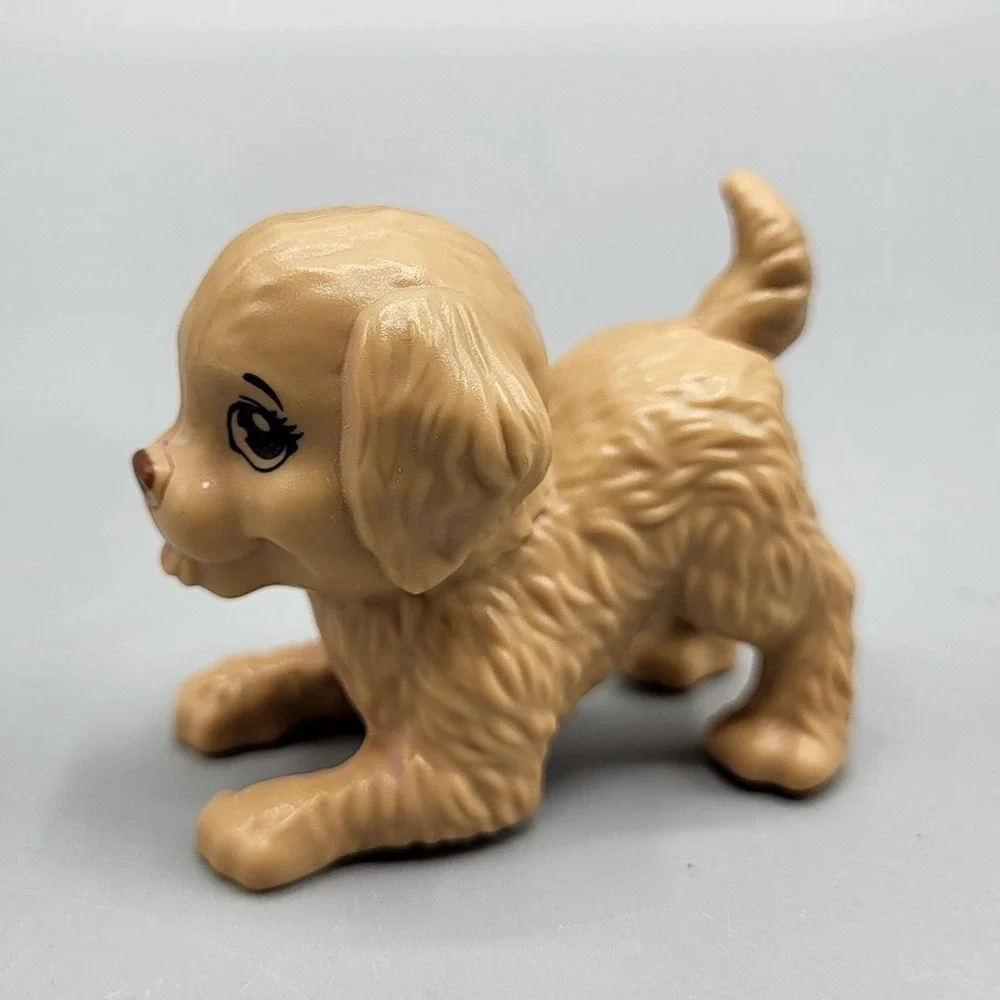Dollhouse Barbie Doll Pets Puppy Dog Playing Position Beige/Tan